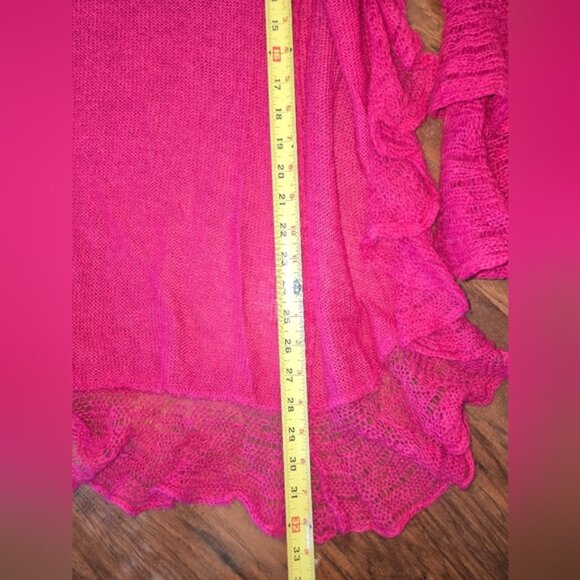 Betsey Johnson NWT Pink Lightweight Knit Ruffle Cardigan - Picture 7 of 8